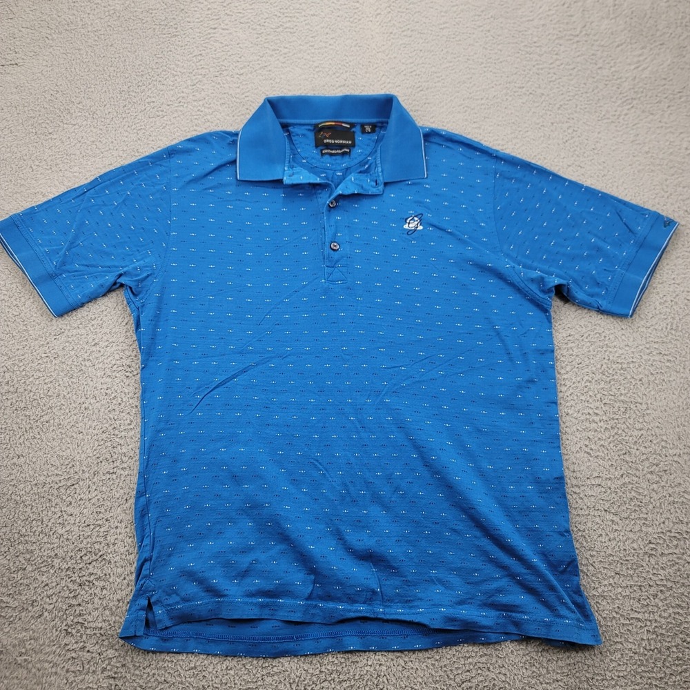 Greg Norman Shirt Mens Large Blue Short‎ Sleeve Golf Polo